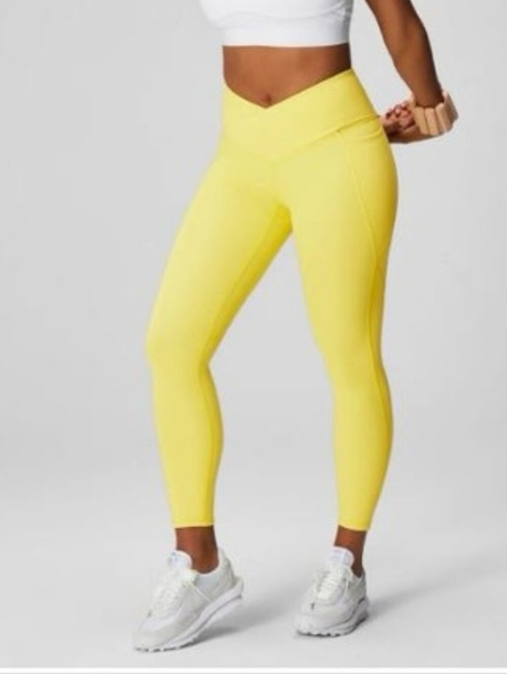 Fabletics Yellow Pureluxe Crossover Waist Leggings Small